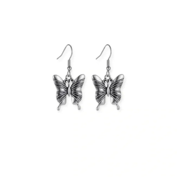 Silver Butterfly Dangle Earrings - Picture 1 of 1